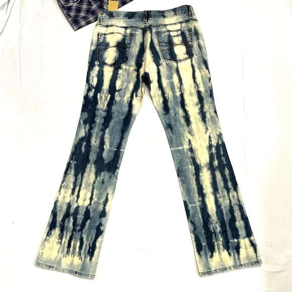 Retro Reverse Tie Dye Stripe Boot Cut Jeans Size 10 x 33 - Picture 9 of 10
